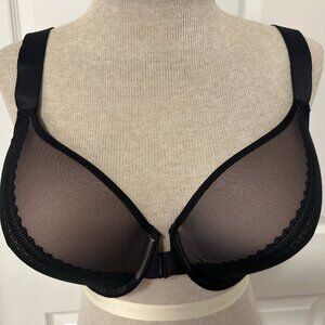 NWT Spanx Sz 40D Brallelujah black bra, lace full coverage. front closure